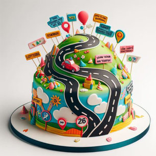 OVER THE HILL FUN BIRTHDAY CAKE CARD
