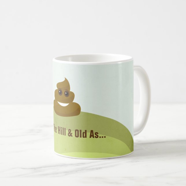 Over The Hill & Old As Poop Emoji Birthday Mug (Front Right)