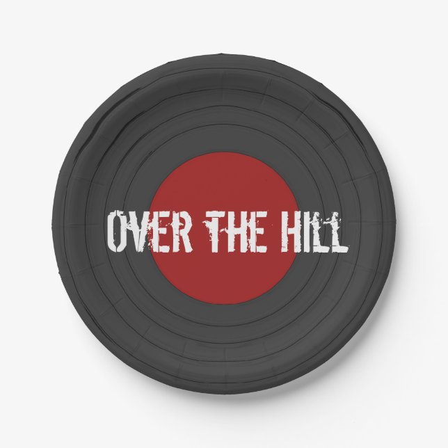 Over the Hill Rock N Roll Record   Classic Round  Paper Plate (Front)