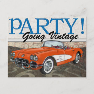 Over the Hill - Route 66 - Vintage Cars- SRF Invitation