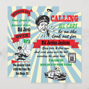 Over the Hill Speed Limit Cops Birthday Invitation