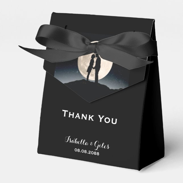 Over the Moon and Starry Night Wedding Favour Box (Front Side)