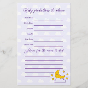 Over The Moon and Stars Baby Shower Guessing Game