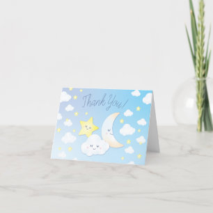 Over the Moon and Stars Baby Shower Thank You Card