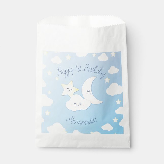 Over the Moon and Stars Birthday Party Favour Bags (Front)