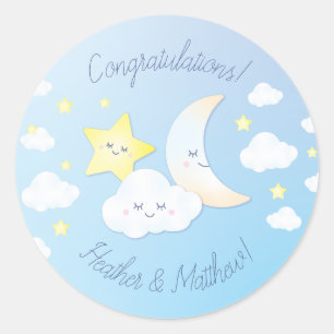 Over the Moon and Stars Classic Round Sticker