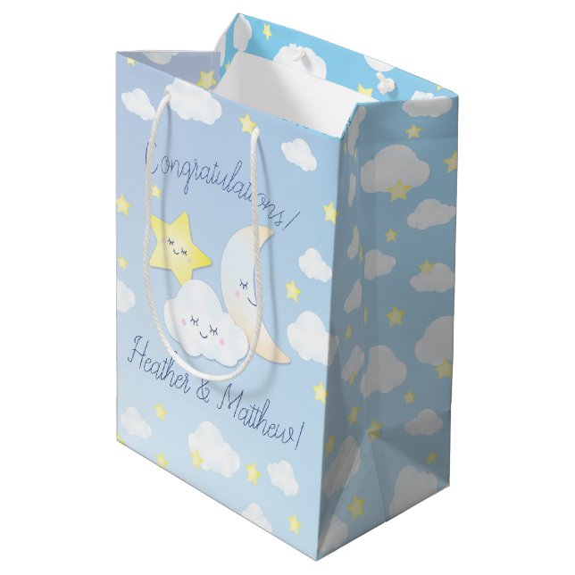 Over the Moon and Stars Medium Gift Bag (Back Angled)