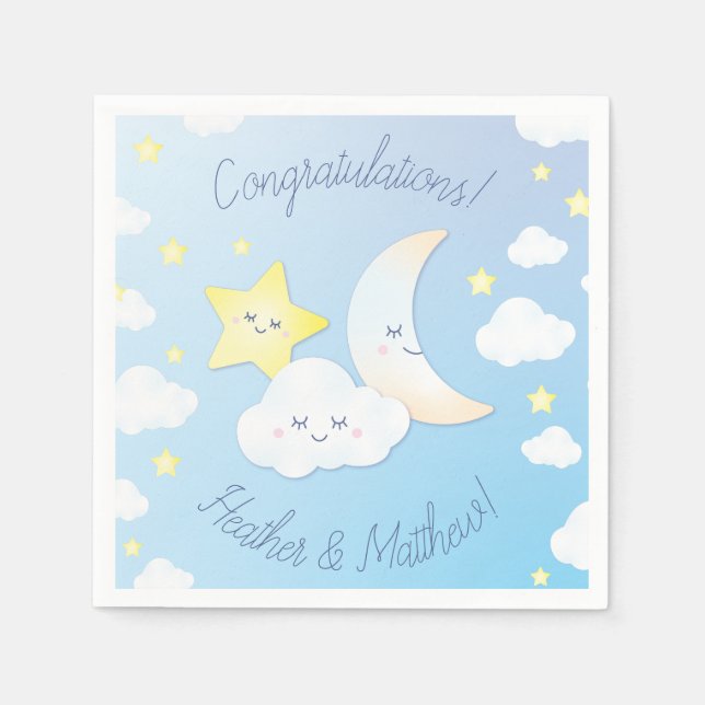 Over the Moon and Stars Napkin (Front)