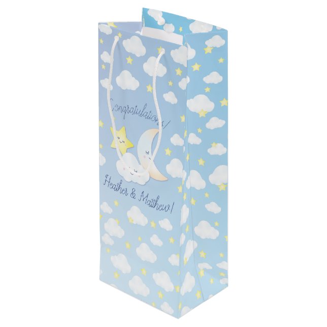 Over the Moon and Stars Wine Gift Bag (Back Angled)