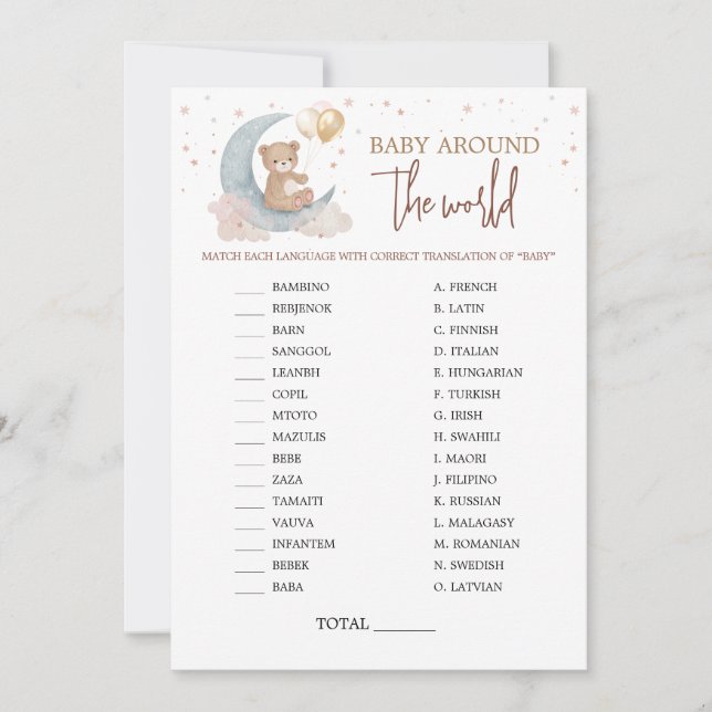 Over the Moon Baby Around The World Game Card (Front)