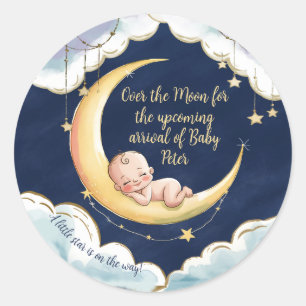 Over the moon Baby Celestial-Themed Baby shower Classic Round Sticker