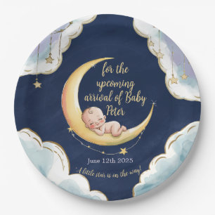 Over the moon Baby Celestial-Themed Baby shower Paper Plate