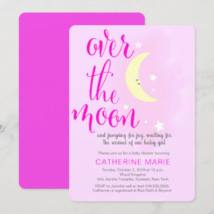 Over the Moon Baby Girl Shower Invitation