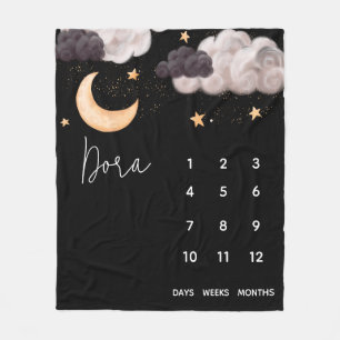 Over the Moon Baby Milestone Fleece Baby Blanket