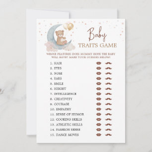 Over the Moon Baby Shower Baby traits Game Card
