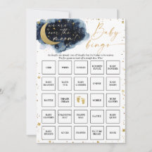 Over the Moon Baby Shower Bingo Game Card
