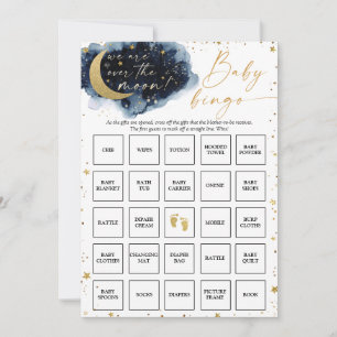 Over the Moon Baby Shower Bingo Game Card