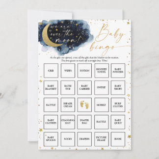 Over the Moon Baby Shower Bingo Game Card