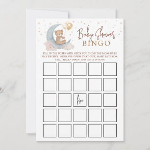 Over the Moon Baby Shower Bingo Game Card