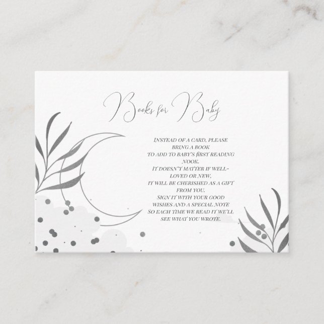 Over the Moon Baby Shower Books for Baby Neutral Enclosure Card (Front)