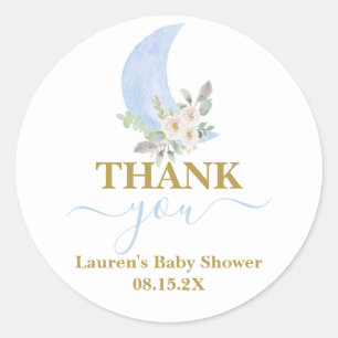 Over the moon Baby Shower Boy Round Sticker