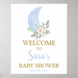 Over the Moon Baby Shower Boy Welcome sign