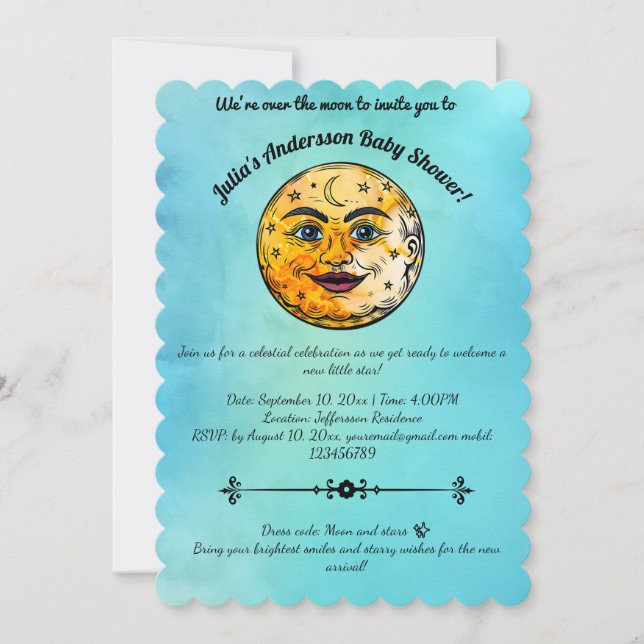 Over the Moon Baby Shower Celebration Invitation (Front)