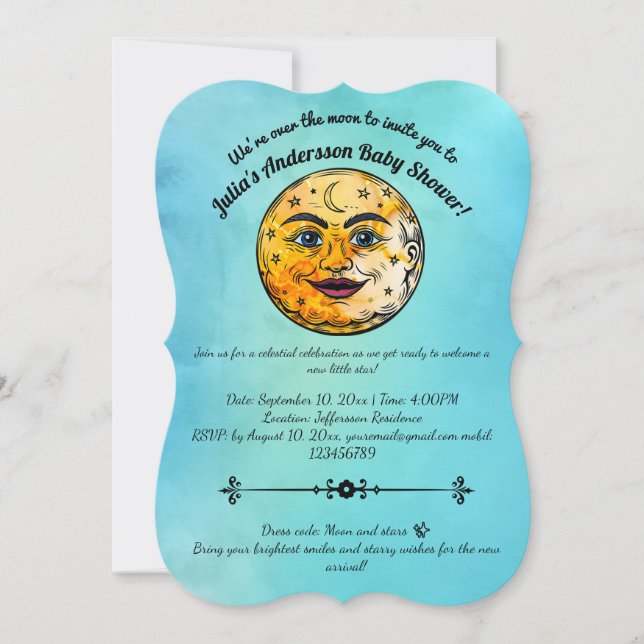 Over the Moon Baby Shower Celebration Invitation (Front)