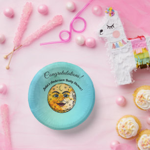 Over the Moon Baby Shower Celebration Paper Plate