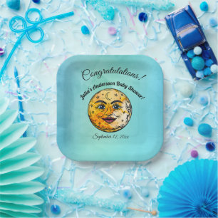 Over the Moon Baby Shower Celebration Paper Plate