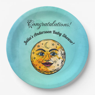 Over the Moon Baby Shower Celebration Paper Plate