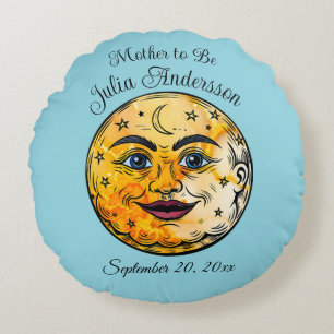 Over the Moon Baby Shower Celebration Round Cushion