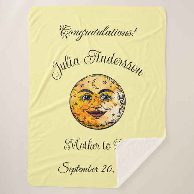 Over the Moon Baby Shower Celebration Sherpa Blanket (Front)