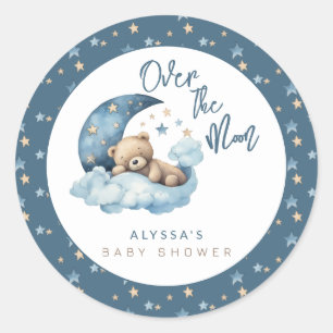 Over the Moon Baby Shower Classic Round Sticker