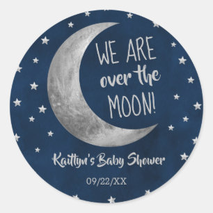 Over The Moon   Baby Shower Classic Round Sticker