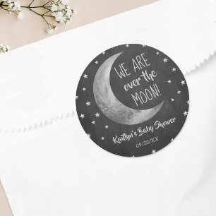 Over The Moon   Baby Shower Classic Round Sticker