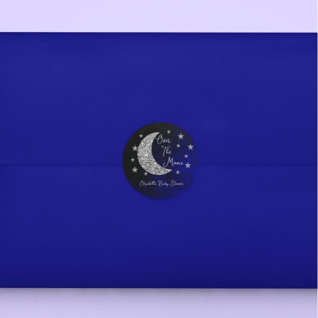 Over The Moon Baby Shower Classic Round Sticker (Creator Uploaded)