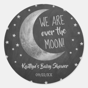 Over The Moon   Baby Shower Classic Round Sticker