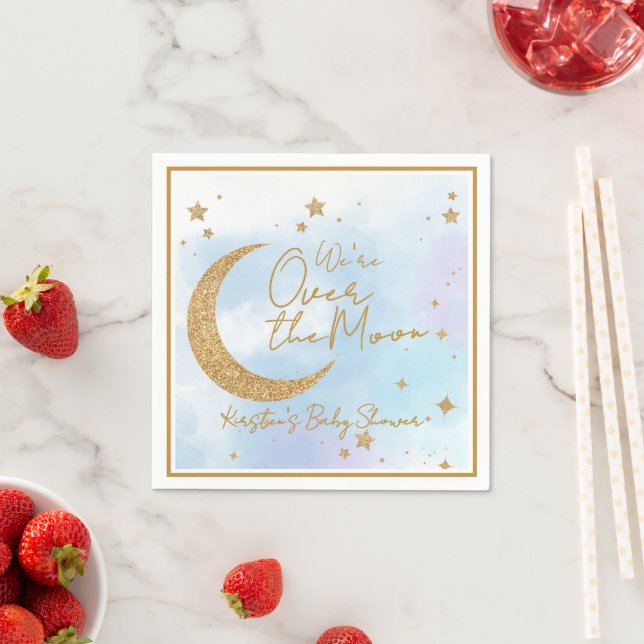 Over the Moon Baby Shower Cocktail Napkin (Insitu)
