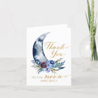 Over the Moon Baby Shower Folded Thank You Card