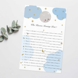 Over the Moon Baby Shower Game Who Knows Mummy Flyer
