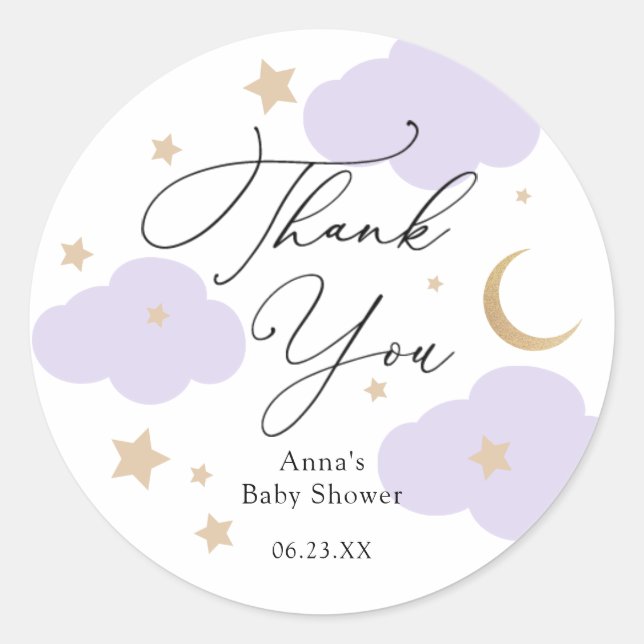 Over the Moon Baby Shower Gift Classic Round Stick Classic Round Sticker (Front)