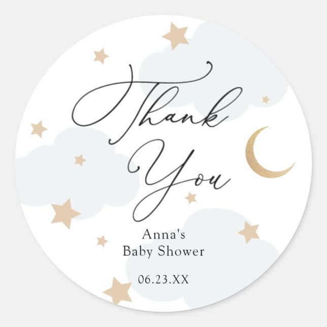 Over the Moon Baby Shower Gift Classic Round Stick Sticker (Front)