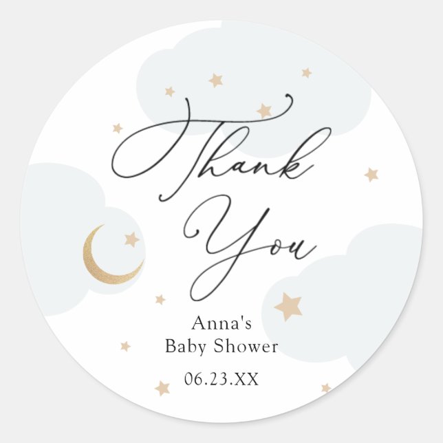 Over the Moon Baby Shower Gift Classic Round Sticker (Front)