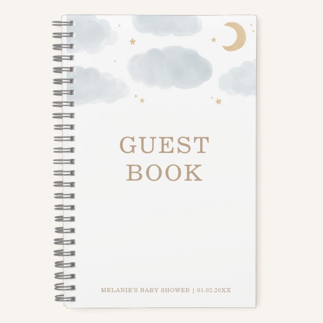 Over the Moon Baby Shower Guest Book (Front)