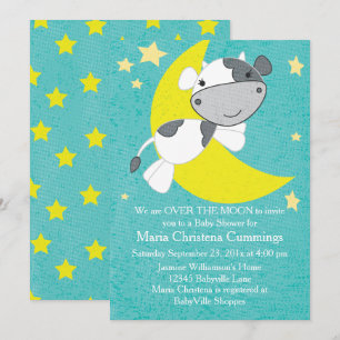 Over The Moon Baby Shower Invitation