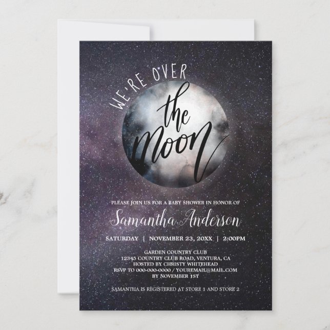 Over the Moon Baby Shower Invitation (Front)