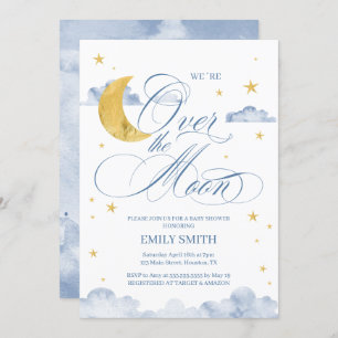 Over The Moon Baby Shower Invitation
