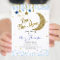 Over the Moon Baby Shower Invitation Blue