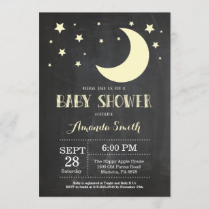 Over the Moon Baby Shower Invitation Yellow